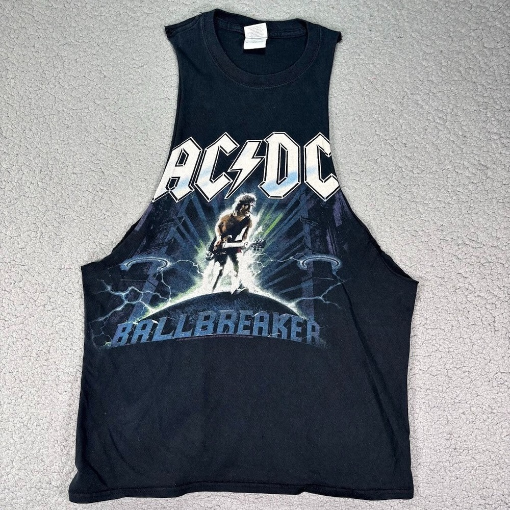AC/DC T Shirt Ballbreaker World‎ Tour M Black 2011 Cuff Sleeves Sleeveless Tank